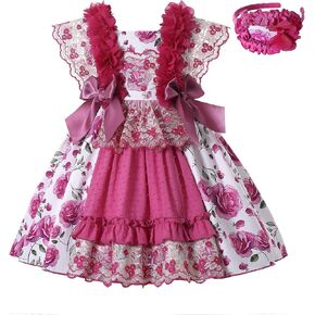 ملابس بوتيك للفتيات الصغيرات من Pettigirl صيفية باللون الوردي العميق بدون أكمام من الزهور فساتين حفلات أعياد الميلاد الجميلة للأطفال الصغار