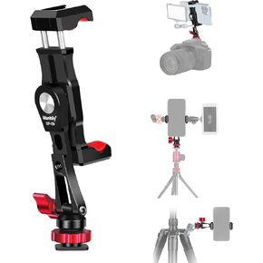 Manbily Phone Tripod Mount, Metal Smartphone Mount Adapter Camera Hot Shoe Mount, 360° Swivel 180° Flip Adjustable Phone Holder for Microphone LED Light（SP-09