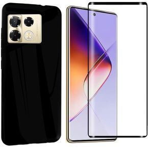 Case for Infinix Note 40 Pro 5G Cover (6.78 inches),Black Shell Case for Infinix Note 40 Pro 5G with 1 Tempered Glass Screen Protector