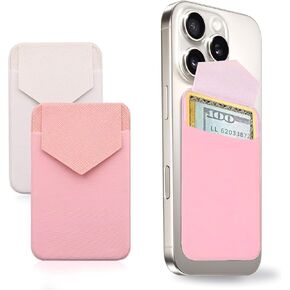 2Pack Cell Phone Card Holder Pocket for Back of Phone, Stick on Wallet ID Credit Card Holder Pouch Sleeve Self Adhesive Sticker Case with Flap for iPhone Samsung 2Blcak