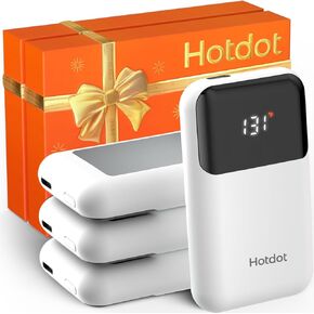 Hand Warmers Rechargeable with Gift Box, 4 Pack Electric Hand Warmer with LED Display Battery and Temperature, 4 Heating Levels Portable Hot Hands, for Men, Women, Hunting White