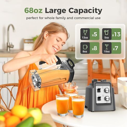 Blenders for Kitchen, Smoothie Maker, 68 oz.Pitcher, 1800 Peak Watts, Professional Blender for Ice Crush, Frozen Drinks in Saudi Arabia