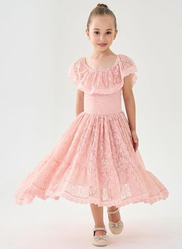 2Bunnies Girl Paisley Lace Back A-Line Straight Tutu Tulle Party Flower Girl Dress in Saudi Arabia