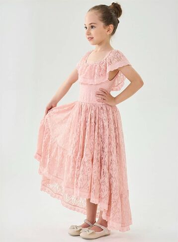 2Bunnies Girl Paisley Lace Back A-Line Straight Tutu Tulle Party Flower Girl Dress in Saudi Arabia
