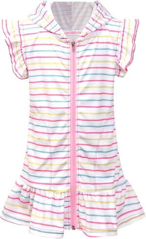 CHILDRENSTAR Girls Swim Coverups Terry Swimsuit Coverup Zip-Up Beach Flutter Sleeve Robe in Kuwait