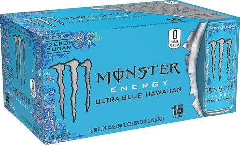 Monster Energy Ultra Blue Hawaiian, Sugar Free Energy Drink, 16 Ounce (Pack of 15) in Saudi Arabia