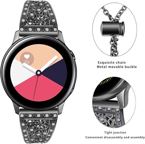 Compatible with Samsung Galaxy Watch 3 45mm Band for Women, 22mm Quick Release Watch Band Slim Bling Diamond Wristband Jewelry Bracelet Replacement Band for Samsung Galaxy Watch 46mm/Gear S3 in Kuwait