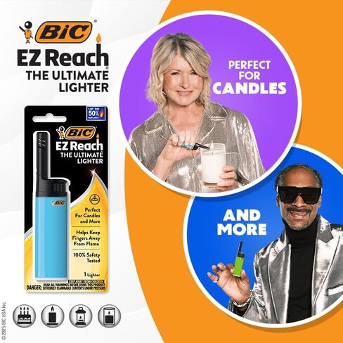 BIC EZ Reach Candle Lighter, The Ultimate Lighter with Wand for Candles, Assorted Snoop Dogg Designs, 4 Count Pack of Lighters in Saudi Arabia