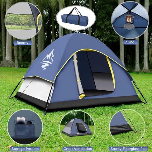 Camping Tent for 1-2 People Dome Outdoor Tent, Waterproof and Windproof, Sunscreen Index 50+, is a Good Choice for Outdoor Activities and Hiking. in Kuwait