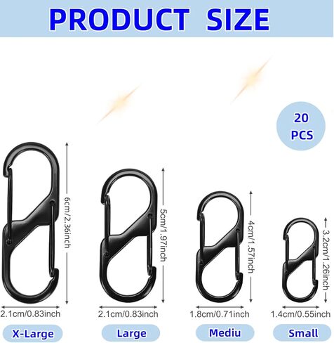 مقطع anti-stheft zipper المضاد للسرقة ، قفل سحبة الظهر 20 pcs ، مشبك المشي لمسافات طويلة في الربيع ، الأمتعة ، حقيبة ، حقيبة معلقة ، حقيبة ظهر ، خيمة ، سلسلة مفاتيح ، رياضة في الهواء الطلق أو التخييم (أسود) in Kuwait