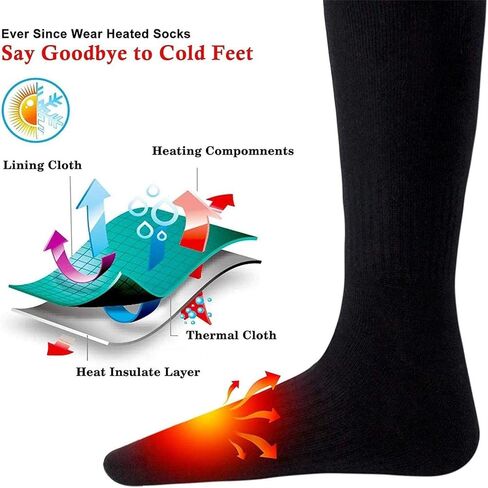 Heated Socks for Woman Men Washable Electric Socks for Winter Outdoor Sport Camping, Fishing, Cycling, Motorcycling, Riding, Skiing-Black, One Size(Battery Not Included) in Saudi Arabia