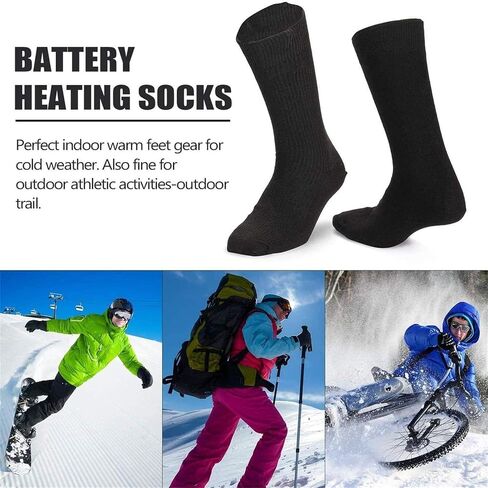 Heated Socks for Woman Men Washable Electric Socks for Winter Outdoor Sport Camping, Fishing, Cycling, Motorcycling, Riding, Skiing-Black, One Size(Battery Not Included) in Saudi Arabia