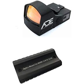 ADE Advanced Optics Crusader RD3-009 Red Dot Reflex Sight + لوحة تصاعد بصرية لـ Ruger Mark I ، II ، III ، IV ، IV-Lite ، Mark 1،2،3،4 + Picatinny Plate