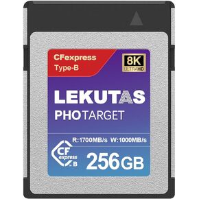 256GB CFexpress Type B Memory Card, R1800MB/s W1500MB/s CFX xqd Cards Type B for Cameras 8K RAW, Compatible with Nikon Z6/Z7/Z9/D6/D500, Canon EOS-1D X Mark III/EOS-R5, S1/S1R, DJI Ronin 4D