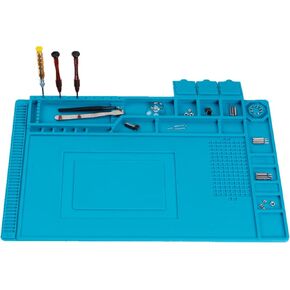 Premium Heat Resistant 932°F Large Silicone Soldering Mat, Magnetic Electronics work Mat for Cell Phone, Laptop, Computer Repair, BGA Soldering, Improve Work Efficiency 17.7''x 11.8'' Blue