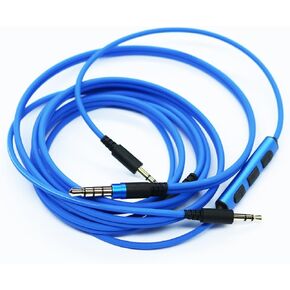 OFC Tangle-Free replacement Cable Remote volume & Microphone for Sol Republic Master Tracks HD V8 V10 V12 X3 Headphone Compatible with iphone Samsung & some Android phone Blue