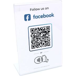 Facebook Followers Stand 4 x 6 inch - L Shape NFC & QR Tap Stand - for All Businesses - Easy Setup, All Phones Compatible - (White, 1 Stand)