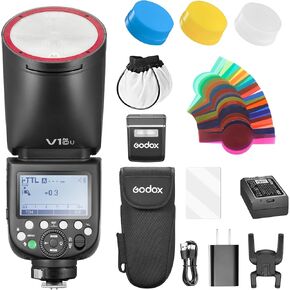 Godox V1Pro-C V1Pro C Shot Flash for Canon TTL Round Head Camera Speedlite 76Ws 2.4G X Wireless HSS 1/8000s 2980mAh Lithium Battery LED Modeling Lamp Detachable Sub Flashlight SU-1(USA Version)