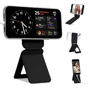 Phone Tripod Stand Compatible with iPhone 16/15/14/13/12 Series, Angle Adjustment & Strong Magnets Invisible Selfie Stick Tripod (Grey)