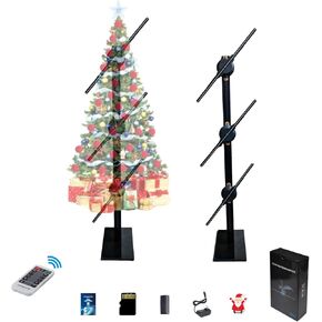 3D Hologram Fan Projector Holographic Christmas Tree Including Splicing Bracket,Hologram Fan,16.5" Holographic Fan with 224 LED Light Beads for Shop,Bar,Halloween Party Advertising Display