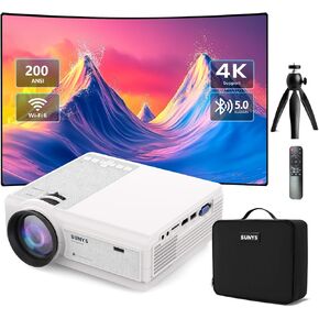 Projector with WiFi and Bluetooth, Native 1080P Full HD, Portable Movie Projector Compatible with Android/iOS/HDMI/USB (Textured Grey)