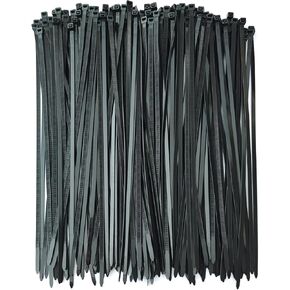 Zip Ties 14 inch 200 Pack, Black Cable Zip Ties 50 lbs Tensile Strength Nylon Self-Locking Wire Ties Wraps for Outdoor and Indoor Use by ECRABONE
