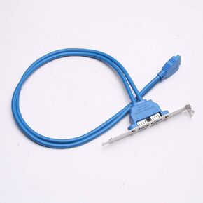 DEVMO Dual USB 3.0 Female Back Panel Expansion Bracket to 20-Pin Header Cable (2-Port) with PCI Bracket