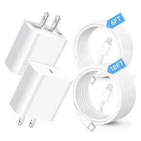 USB C Charger Compatible with iPhone Charger 2Pack 20W Type C Wall Phone Charger with 6/10FT Fast Charging Cable Compatible with iPhone 14/13/12/11 Pro/iPad/Pro Max/Plus/XS/XR/X/SE/8 Charger Purple