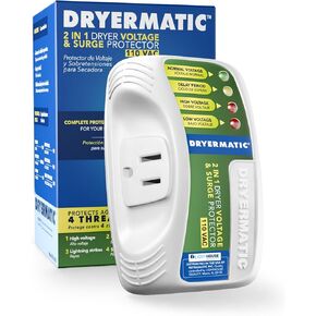 Dryermatic, 2-in-1 Electronic Voltage & Surge Protector for Compact 140V and Gas Clothes Dryers – Mostly Used in Dorms and Small Apartments