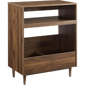Crosley Furniture Liam Turntable Record Player Stand with Storage for Vinyl Records, Mid Century Modern, Walnut
