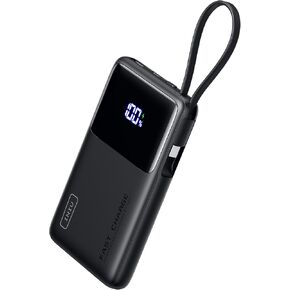 INIU Portable Charger, Slimmest 10000mAh Power Bank with Build in USB-C Cable, 20W PD Fast Charging USB C in&Out Battery Pack, External Phone Charger for iPhone 15 14 13 12 Samsung S23 S22 Google etc