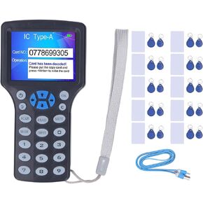 NFC Card Reader Copier Duplicator, 10 Frequency, for IC ID Cards and All 125kHz Cards, 10Pcs T5577 Cards, T5577 Key Fobs and UID Key Fobs, Not for CPU Card