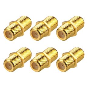 VCE Coaxial Cable Connector 6 Pack, Gold-Plated Coax Female to Female Connector for RG6/RG59 Coaxial Cable Extend