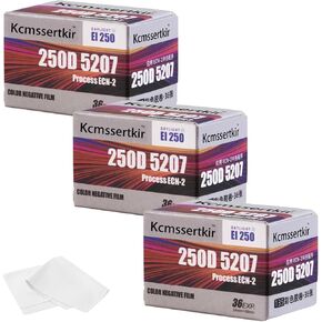 5207 EI250 Color Negative Film 35mm Roll filmISO 200-250 3-Pack + Microfiber Cleaning Cloth
