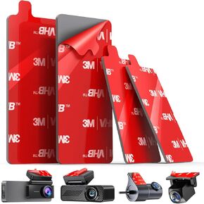 pop-tech Adhesive Pad for Dash Cam: 4Pcs Sticky Pads for Dashcam Mount Front Rear - 3M VHB Double Sided Mounting Tape for Square Car Camera - Heat Resistant Replacement Sticker for Windshield Window
