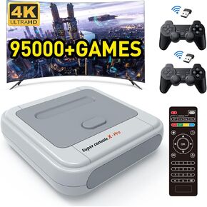 Kinhank Retro Game Console,Super Console X PRO Emulator Console with 95000+ Video Games,Video Game Console with 60+ Emulator,Game Consoles for 4K HD Output,5 Players,LAN/WiFi,Best Gifts for Men