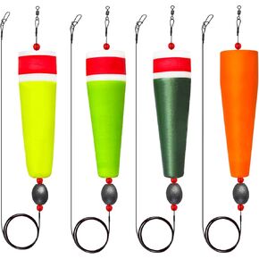 4pcs Fishing Floats and Bobbers, Weighted Slip Bobbers for Fishing, Fishing Corks Floats & Bobbers, Fishing Corks Popping Corks for Saltwater, 3/4/5in Trout Fishing Bobbers Floats Catfish Rig
