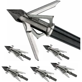 Archery Mechanical Broadheads 100 Grain Expandable Blades, Hybrid 4 Blades, Tough Blades, for Big Hunting Games, Screw-in Install