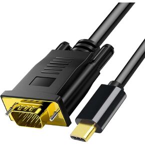 USB C to VGA Cable 6 Feet, USB Type-C to VGA Adapter Thunderbolt 3/4 Compatible with MacBook Pro, iPhone 16 Pro Max, iPad Pro, Samsung Galaxy S24/ S23 and More