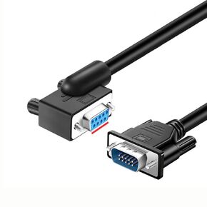 DB9 RS232 Right Angle Serial Cable 9 Pin Male to Female Right Angle Adapter COM Port Data Cable Plug and Play for Easy Connection (Female Angle to Male Straight, Small Side Up, 1 Meter)