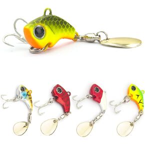 Fishing Lures VIB Tail Spinners Bait Metal Sinking Lures Fishing Jigs Blade Baits Bass Crankbait Fishing Spinner Blade for Bass Fishing Lure Kit with Tackle Box