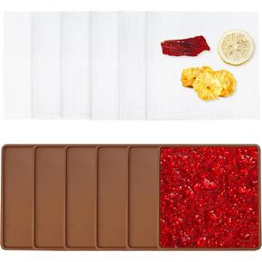 6 Pcs Silicone Dehydrator Trays with Edge and 6 Pcs Non-stick Dehydrator Tray Liners, Reusable Silicone Dehydrator Mats for Liquids,13.7in Silicone Dehydrator Sheets for Fruits Meat Vegetables Herbs