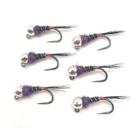 fly fishing nymphs set of 6 frenchie color black hook size 16