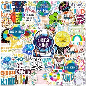 50Pcs Be Kind Stickers Pack, Inspirational Quote, Kindness Aesthetic Decal | Vinyl Waterproof Kindness Stickers for Water Bottle,Laptop,Phone,Scrapbook,Journal Gifts for Kids Teens Adults(Be Kind)