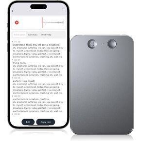 AI Voice Recorder,64GB Note Voice Recorder with Transcribe,Mind Mapping & AI Summary,Digital Voice Recorder with App,Audio Recorder for Lectures,Phone Calls,Meetings,Interviews Etc,Grey