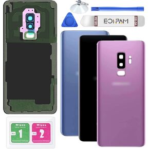 Back Glass Replacement for Samsung Galaxy S9+ Plus SM-G965 Back Cover Rear Housing with Camera Lens + Repair Tool Kit Genuine Rear Glass (Purple)