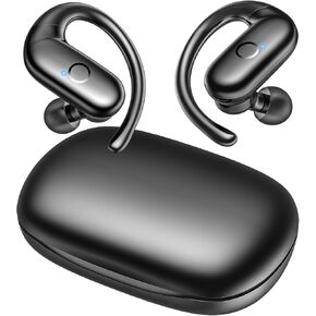 kurdene Wireless Earbuds Bluetooth Headphones Sport,Over Ear Buds with Deep Bass Sound,60Hrs Playtime Earphones Redesigned Comfort Fit with Earhooks for Running,Meeting,Workout-Black