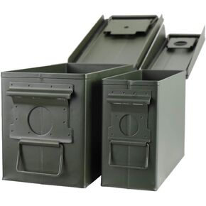 Steel Metal Ammo Can Case Set 30 and 50 Caliber for Military Army Solid Holder Box for Long-Term Shotgun Rifle Nerf Gun Ammo Storage with Flip Top