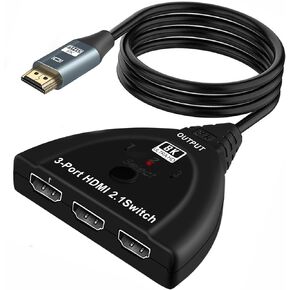 NEWCARE HDMI Switch Splitter, HDMI Switch 3 in 1 Out 4K@120Hz, 3 Port HDMI Switcher Selector Box, Supports 8K@60Hz HDR, VRR 48Gbps, Compatible with PS5/4 Laptops PC Roku Xbox TV Monitor Projector