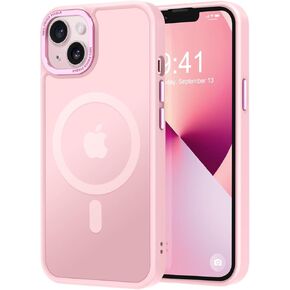 Thomo Strong Magnetic for iPhone 13 Case & iPhone 14 Case [Compatible with Magsafe] Translucent Matte Slim Shockproof Women Men Anti-Fingerprint Protective Case for iPhone 14/13 6.1", Tender Pink